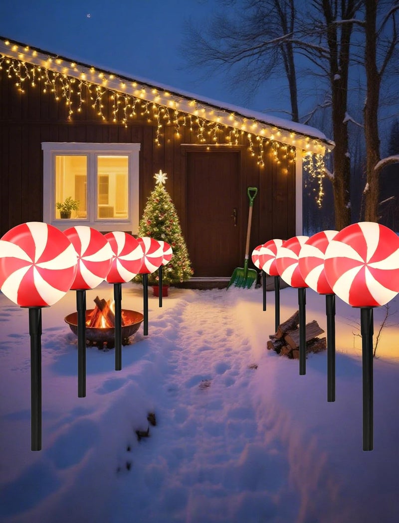 Adirxon Set of 5 Large Christmas Candy Cane Yard Stakes, Professional-Grade Outdoor Peppermint Decorations with C7 LED Lights, Heavy-Duty Holiday Light Stakes for Walkway, Lawn & Driveway - Image 5